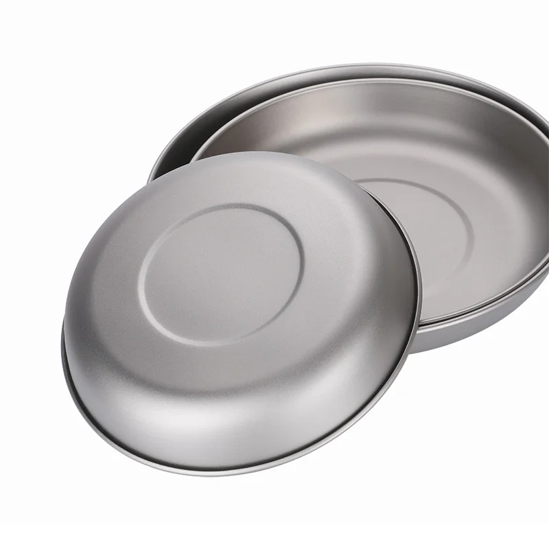 Camping Large Plates Outdoor Tableware Titanium Dinner Dishes Pan