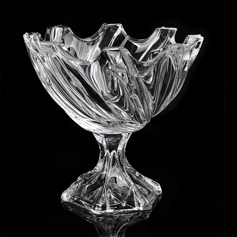 Luxury Crystal Golden Plated Glass Sugar Candy Bowl Footed Clear Glass Jar Candy Bowls With Lid
