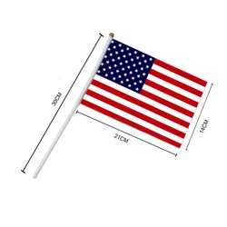 Small American Flags on Sticks Mini Handheld US Flags Stick with Solid Wooden Pole  4th of July Independence Day Decorations