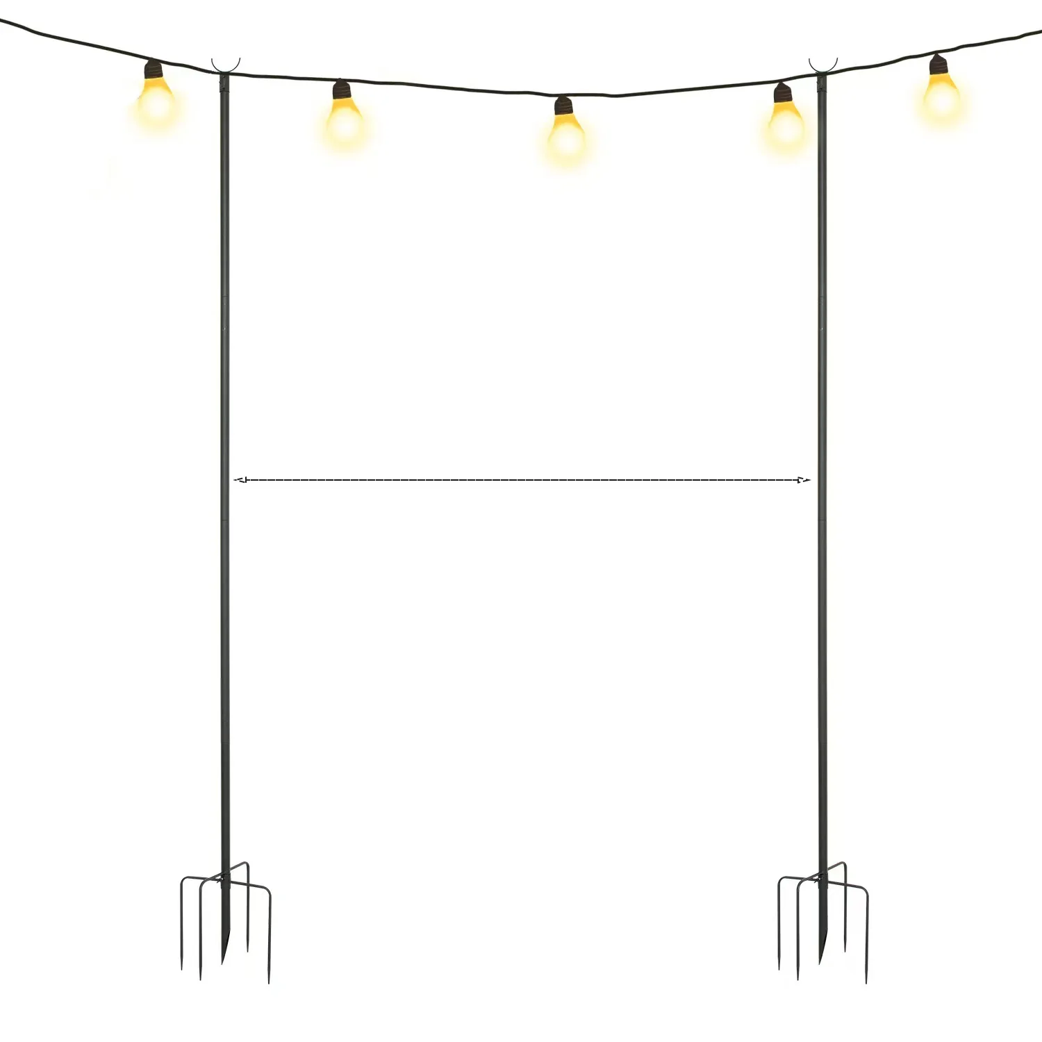 Decorative String Light Poles Outdoor Light Poles with Spiral Ground Stakes