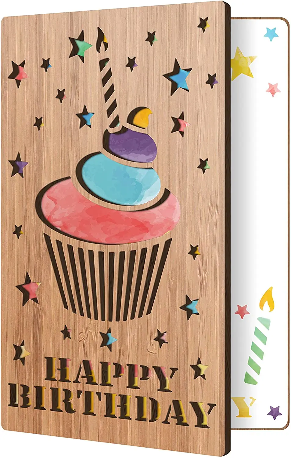 2022 Hot selling cake set decorative gift happy birthday day wooden happy birthday cards