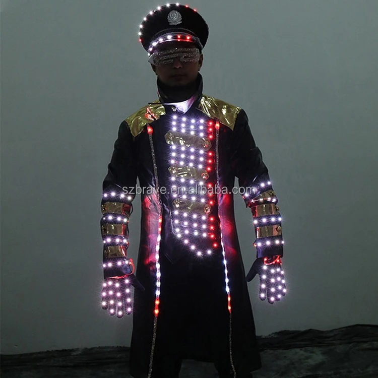 LED Bar KTV Wine Service Suit Clothes Gloves Glasses Suit Jacket Garment Event Luminous Costume Led Robot Dance Show Party