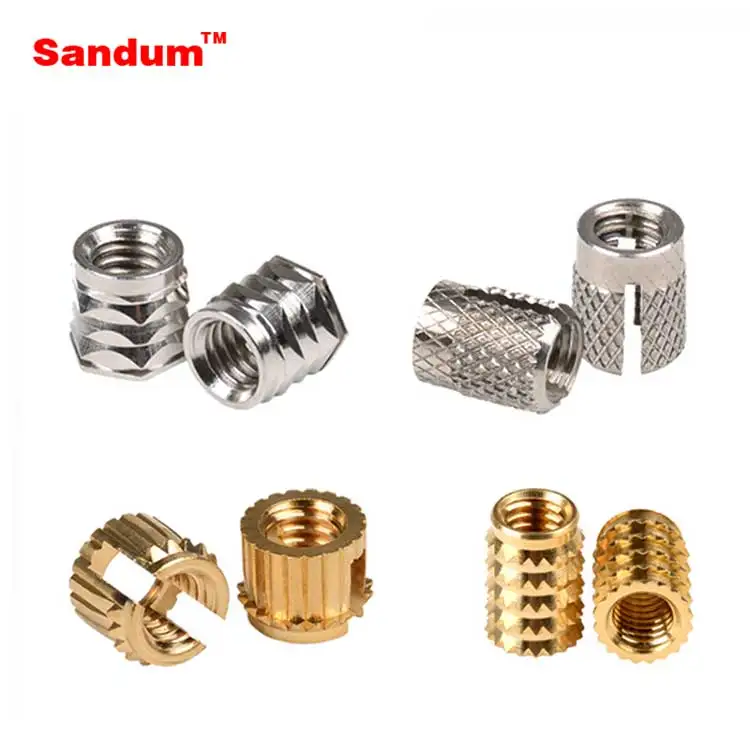 Customized Materials Brass Carbon Steel Aluminum SUS Knurled Limiter Press-in Knurled Bush with Flange for plastic