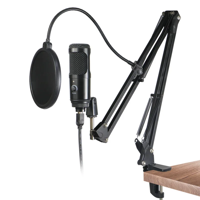 USB Desktop Microphone with Gain Button Plug And Play Condenser Computer PC Laptop Mac MIC LED Indicator for Recording YouTube