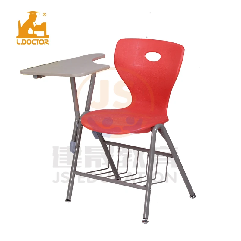 HY0308D student writing chair with steel wire basket for books