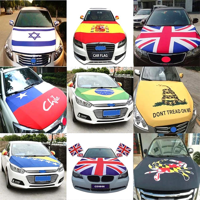 car engine hood cover flag digital silk screen  printing custom flag  car hood flag
