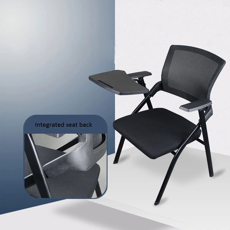 Folding Seat Mesh Meeting Conference Training Chair with Writing Pad Tablet and Cup Slot