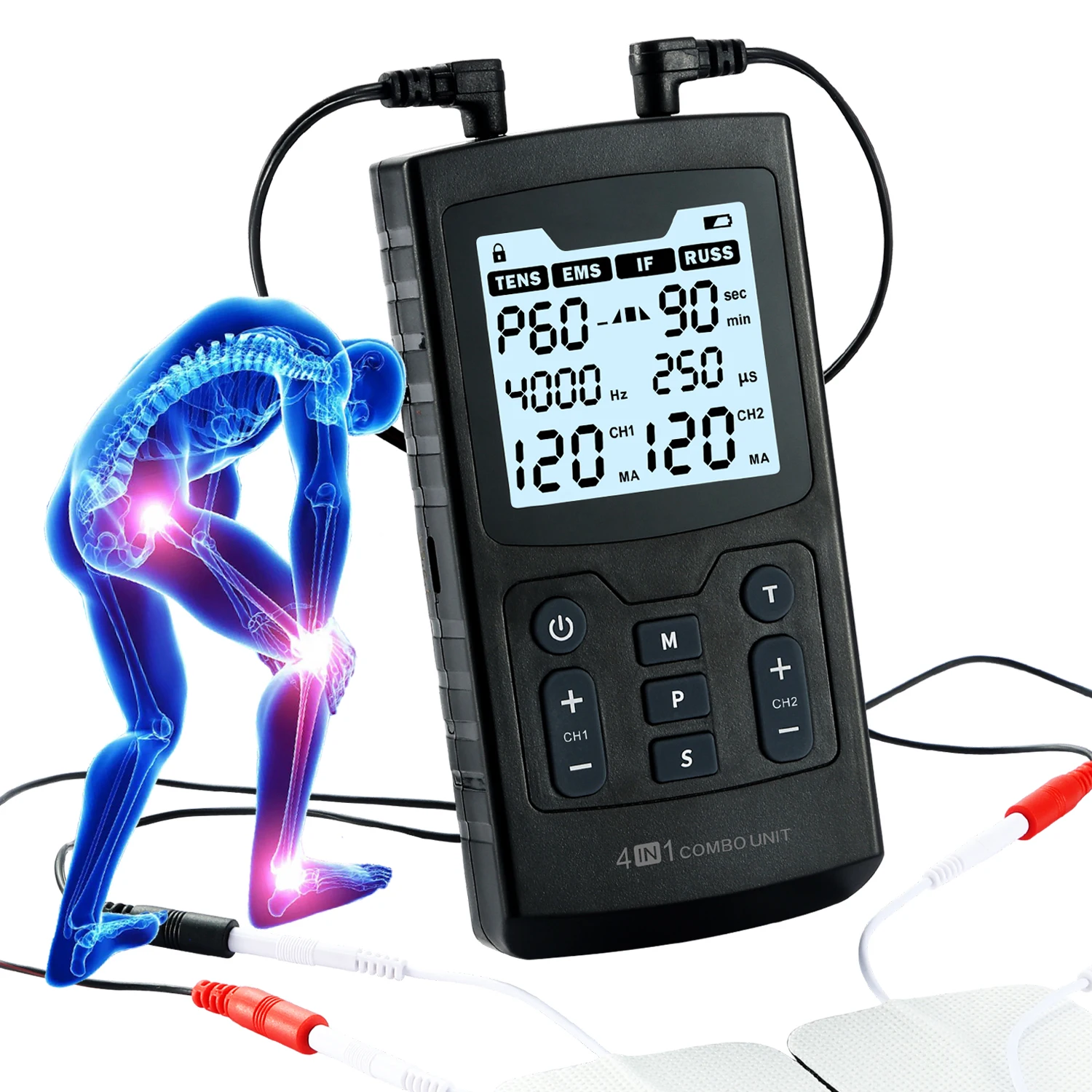 4000hz 4 in 1 Combo Therapy IFC Russian EMS heated tens unit for rehabilitation Physiotherapy