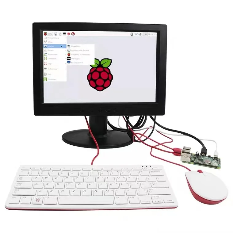 
 Raspberry Pi 400 комплект с 7 дюймов HD-MI сенсорный дисплей 7 дисплея с переориентацией в горизонтальной плоскости с нсорная поддержка 1024*600 пикселей Raspberry Pi  
