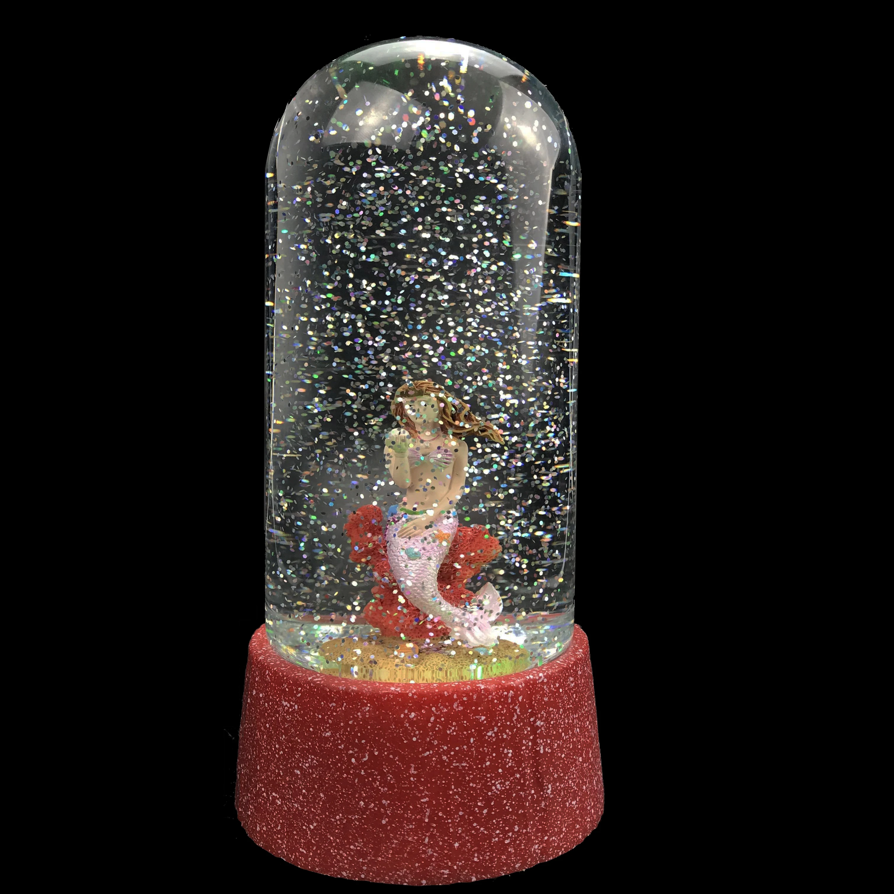 accept customization and Timer Light Up & Swirling Glitter cheap plastic snow globe beautiful mermaid sea series sparkles.