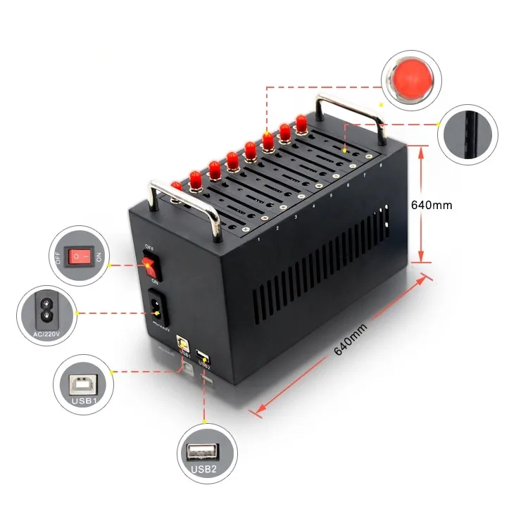 Broadcasting Advertisement 8 ports 4G LTE EC20 Bulk SMS GSM Modem Pool