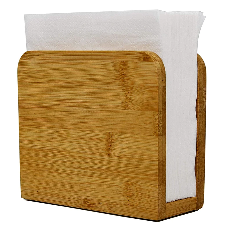 Custom Country Rustic Farmhouse Bamboo Napkin Holder Freestanding Tissue Dispenser for Kitchen