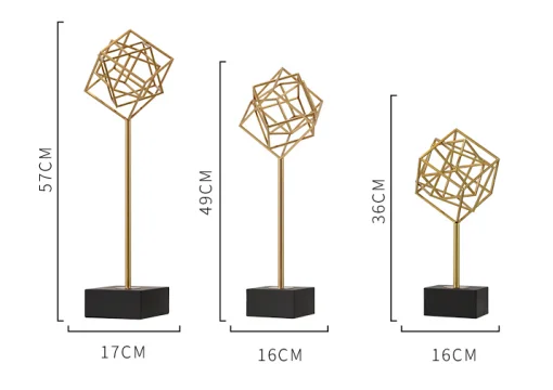 
Golden Metal Home Decoration with Marble Stand with 3 Size 