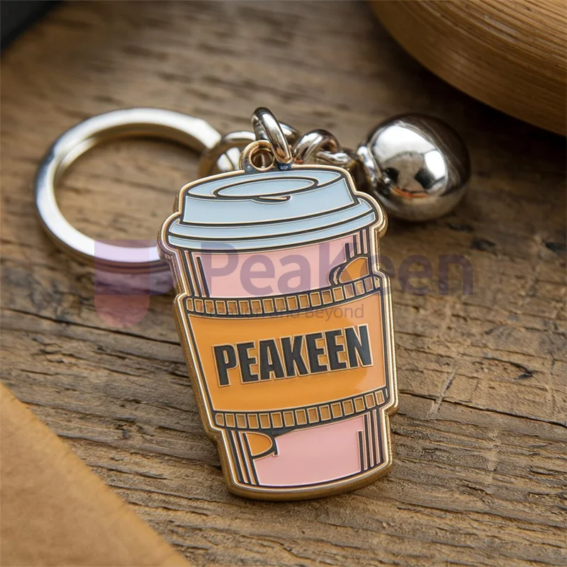 Wholesales Custom Hard Soft Enamel Metal Logo Luxury Brand Mini Coffee Bean Cup Liver Keychain