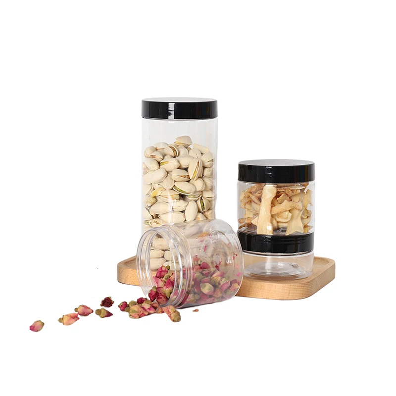 cosmetic packaging 30ml 50ml 60ml 100ml 120ml 200ml 250ml 500ml 1000ml clear amber black pet plastic cream jar with plastic lid