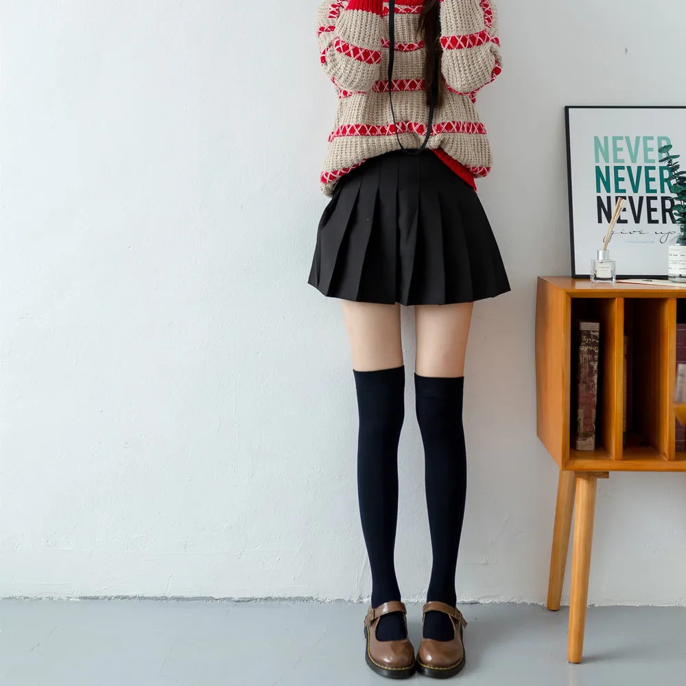 Custom Thigh High Socks Solid Color Women Wool Acrylic Over The Knee Long Polyester Socks For Girls