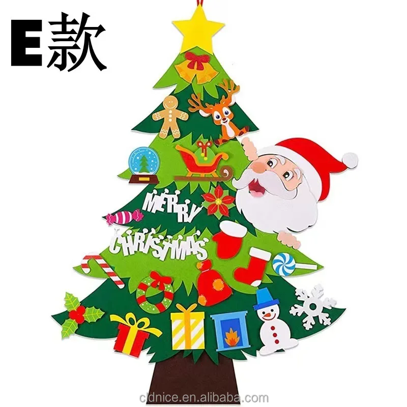 Nice Hot Selling Christmas Decoration Wall Stickers With Three-Dimensional Fur Felt Christmas Tree Diy Handmade Toy