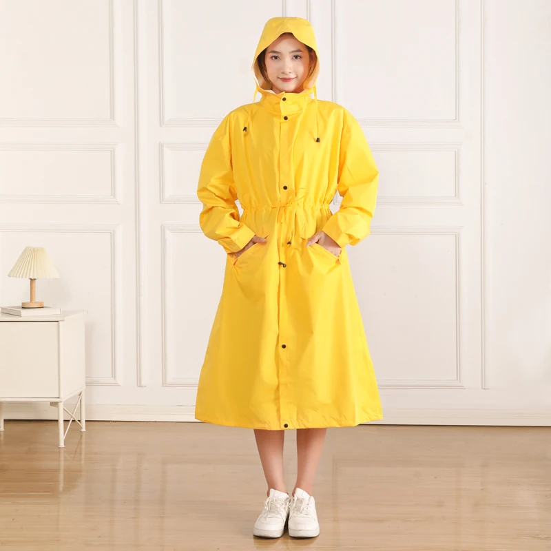 Wholesale Casual and Fashionable Foldable Travel Womens Classic Long Raincoat Rain Coat with Hood