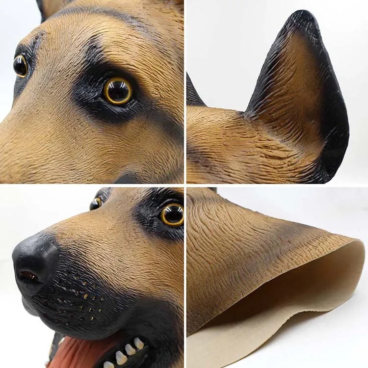 Halloween Wolf Dog Mask Realistic Rubber Full Head Animal Dog Latex Mask