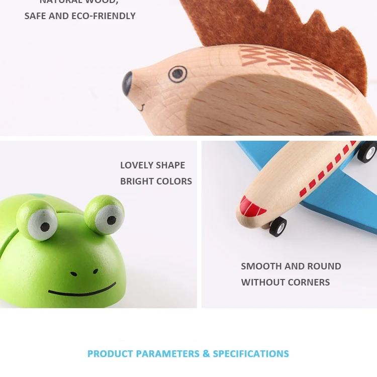 UDEAS kids early educational Children Colorful Cartoon Baby animals wooden small toys