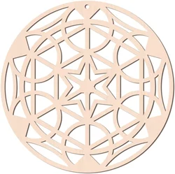 Flower of life grid wooden decoration sacred geometric wall art meditation wall decoration - circular wall hanging crystal grid