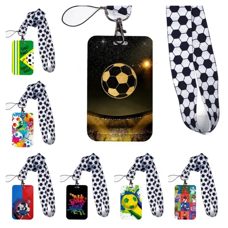 ID Badge Campus Student Work Bus Card Holder Fashion World Soccer Cup Design Card Case Cover Anti-Lost Neck Lanyards Accessories