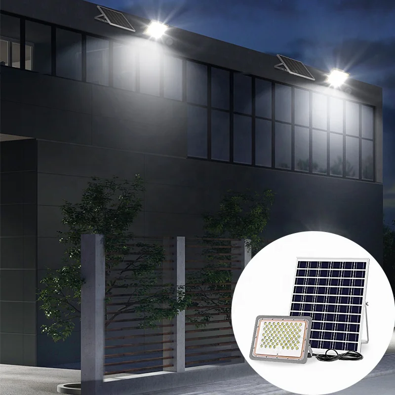 High lumen outdoor led flood light solar rechargeable flood light for yard garage warehouse courtyard gate