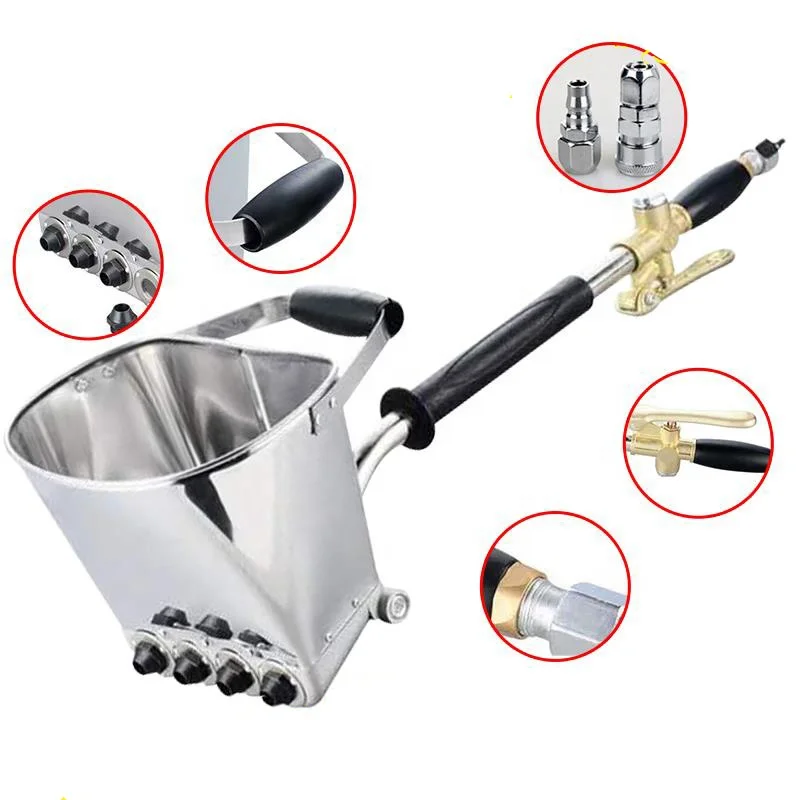 China Cement Spraying Hopper Plastering Sprayer Mortar Gun Cup Wall Power Air Parts Sales Support Bucket