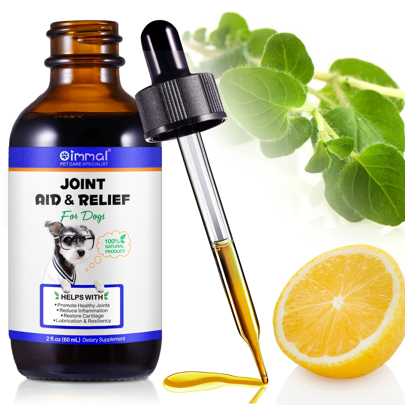 OIMMAI 60ml reduce inflammation pet dog drops liquid supplement pet dog joint supplement glucosamine chondroitin msm