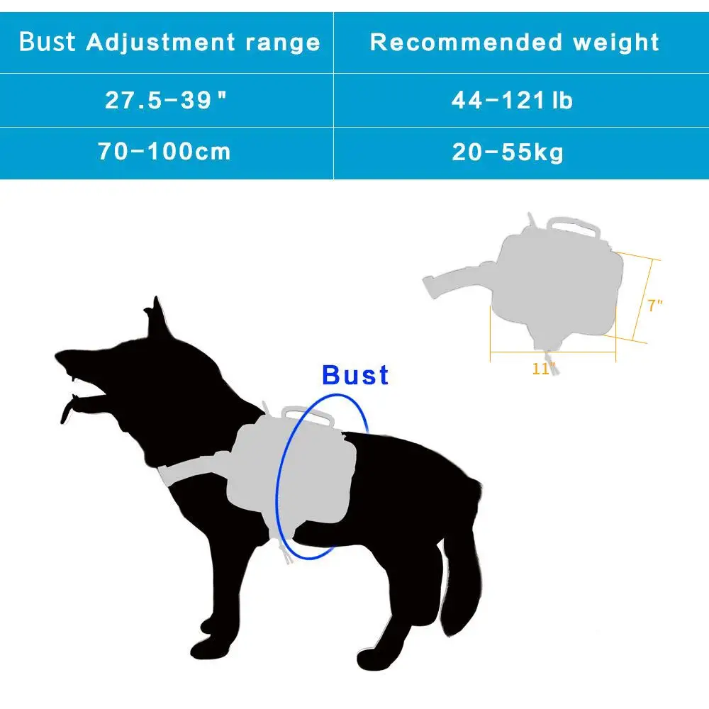 Custom wholesale private logo large dog pack hound dog saddle bag dog vest harness backpack with bag large