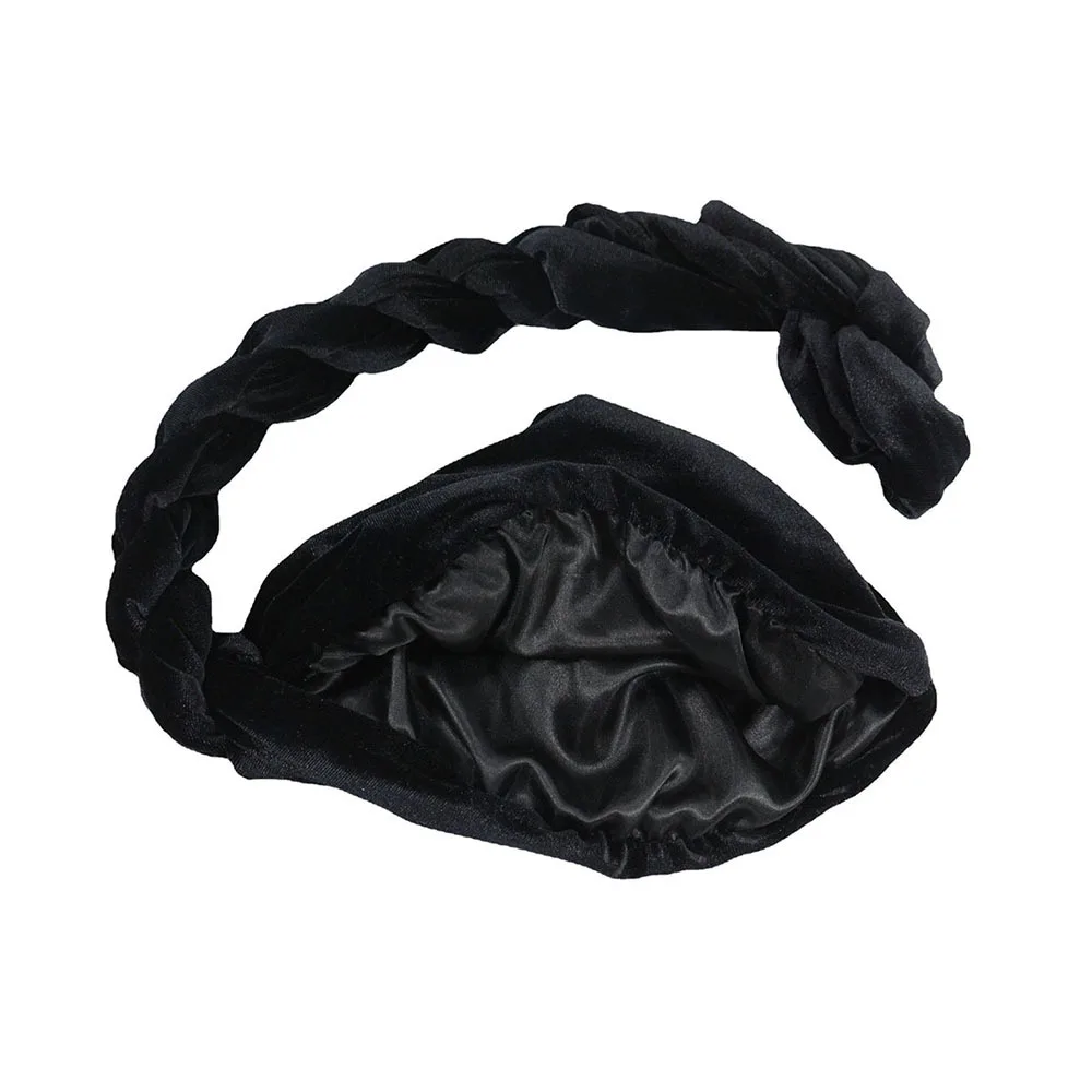 YOMO Satin Silk Lined Velvet Dreadlocks Halo Turban Head Wrap Skull Cap for Men and Women Sleeping Bonnet Chemo Hat
