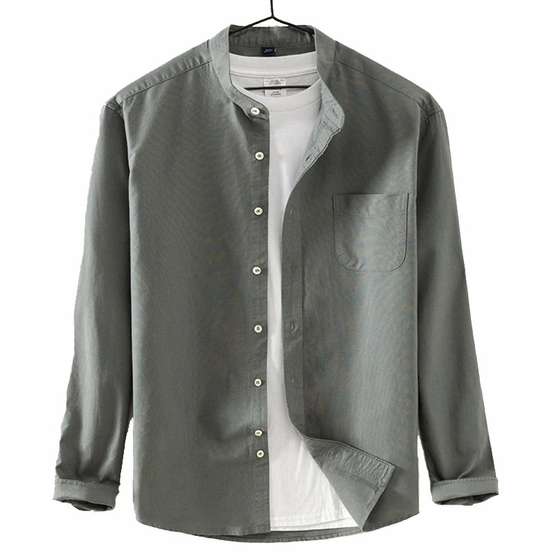 New style fashion Men long sleeve Stand Collar Mao Collar mandarin Oxford shirts