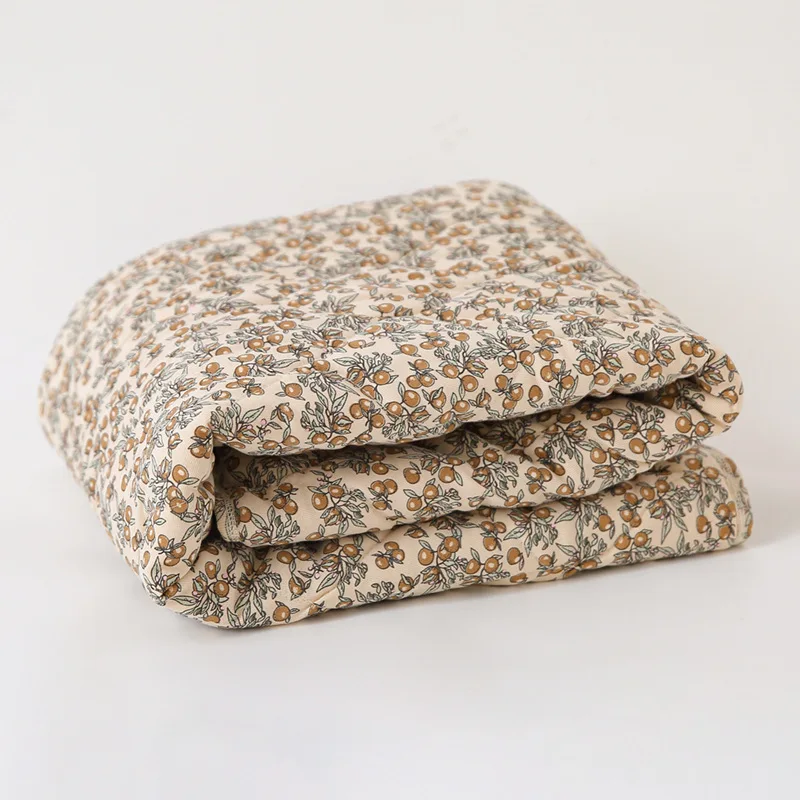 Хлопковое бамбуковое стеганое детское одеяло, сезон осень-зима, стеганое одеяло, детское однотонное одеяло с принтом, одеяло для новорожденных, игровой коврик