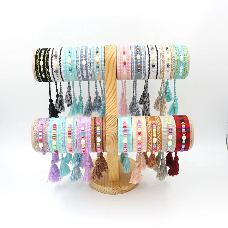 Ethnic Accessories Boho Wrist Strap Beaded Colorful Web Fringe Adjustable Charm Bracelet For Women