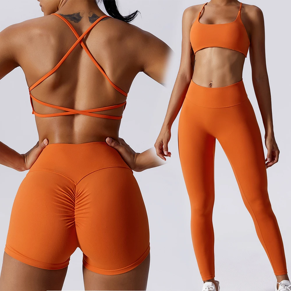 2023 gym fitness legging sets pushup woman fitness clothing top and leggings set for women