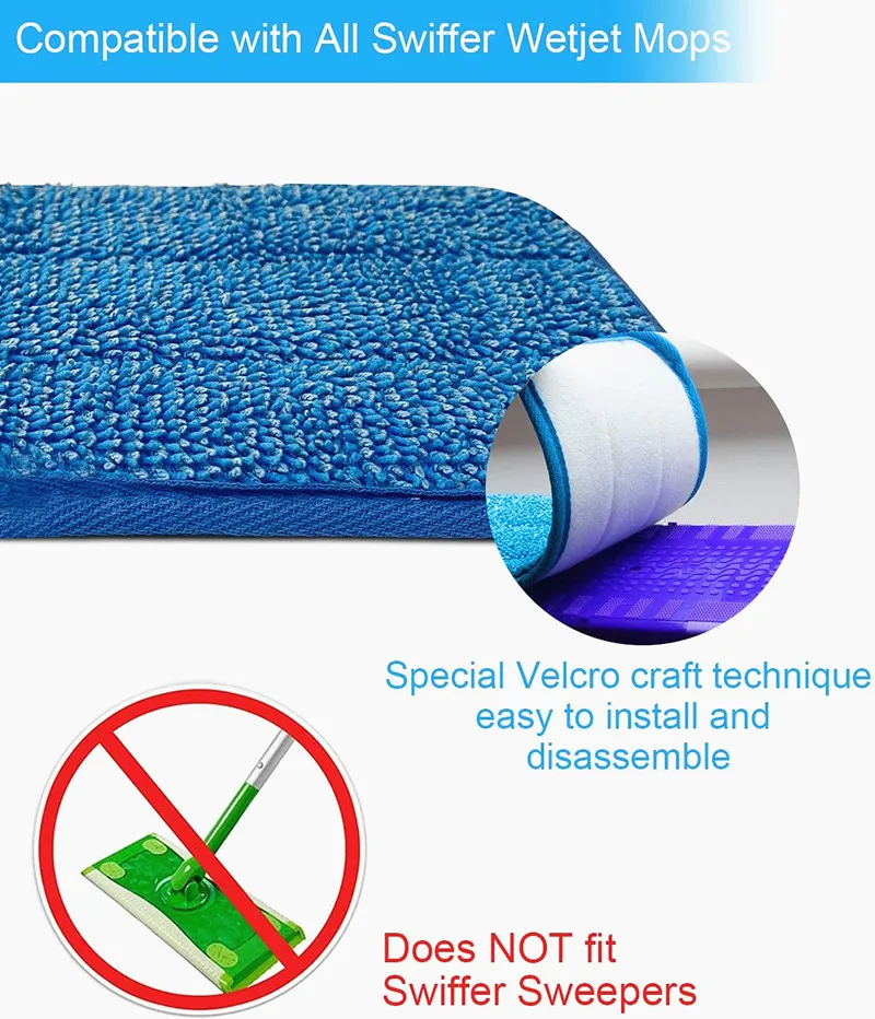 Hot Selling Washable Microfiber Mop Pad for  Swiffer Wet Jet Replaceable Floor Cleaning Mop Pad Refills