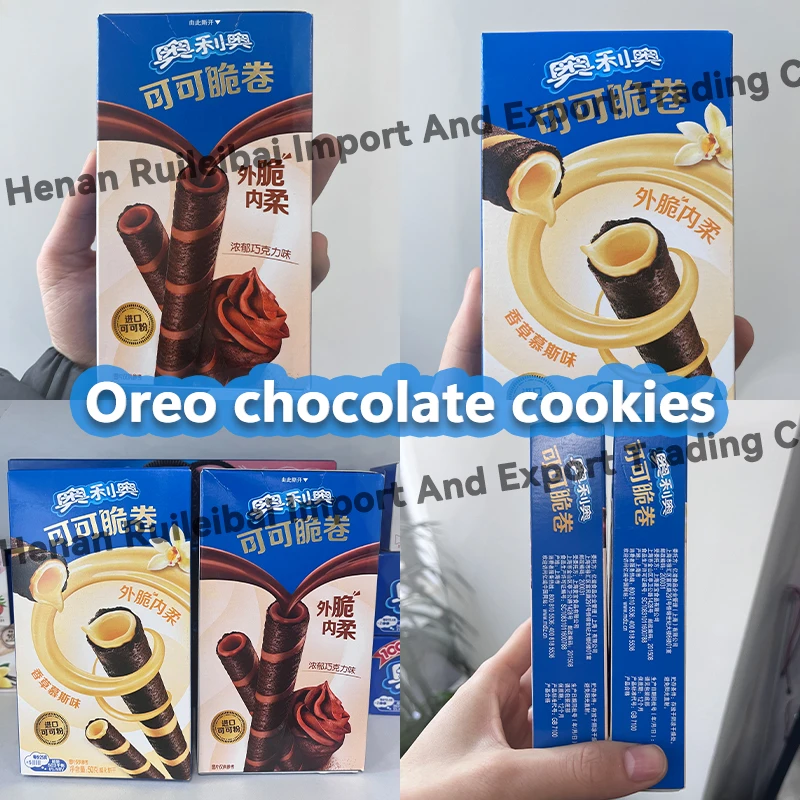 Оптовая продажа экзотические закуски Oreo шоколадные вафли роллы со вкусом хрустящей сэндвич с печеньем 55 г