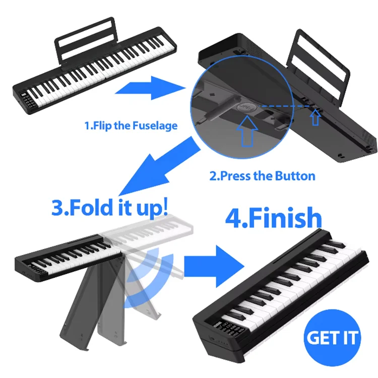 Factory Wholesale Musical Instruments 61 Eletronic Piano Keyboards Grand Piano 1:1 Riato Piano 128 tones 128 Rhythms