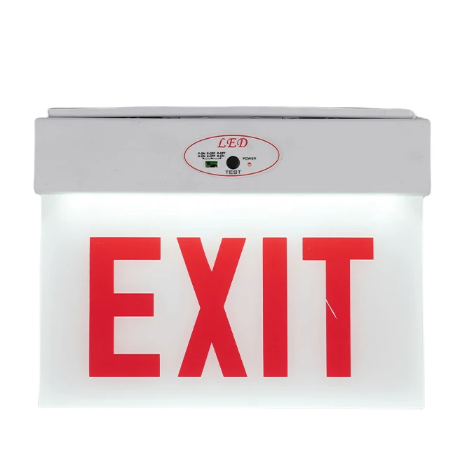 LED Cood Room Fire Emergency Exit Light Rechargeable Red Exit Signs Combo for Business Wall Or Ceiling Home Emergency Lights