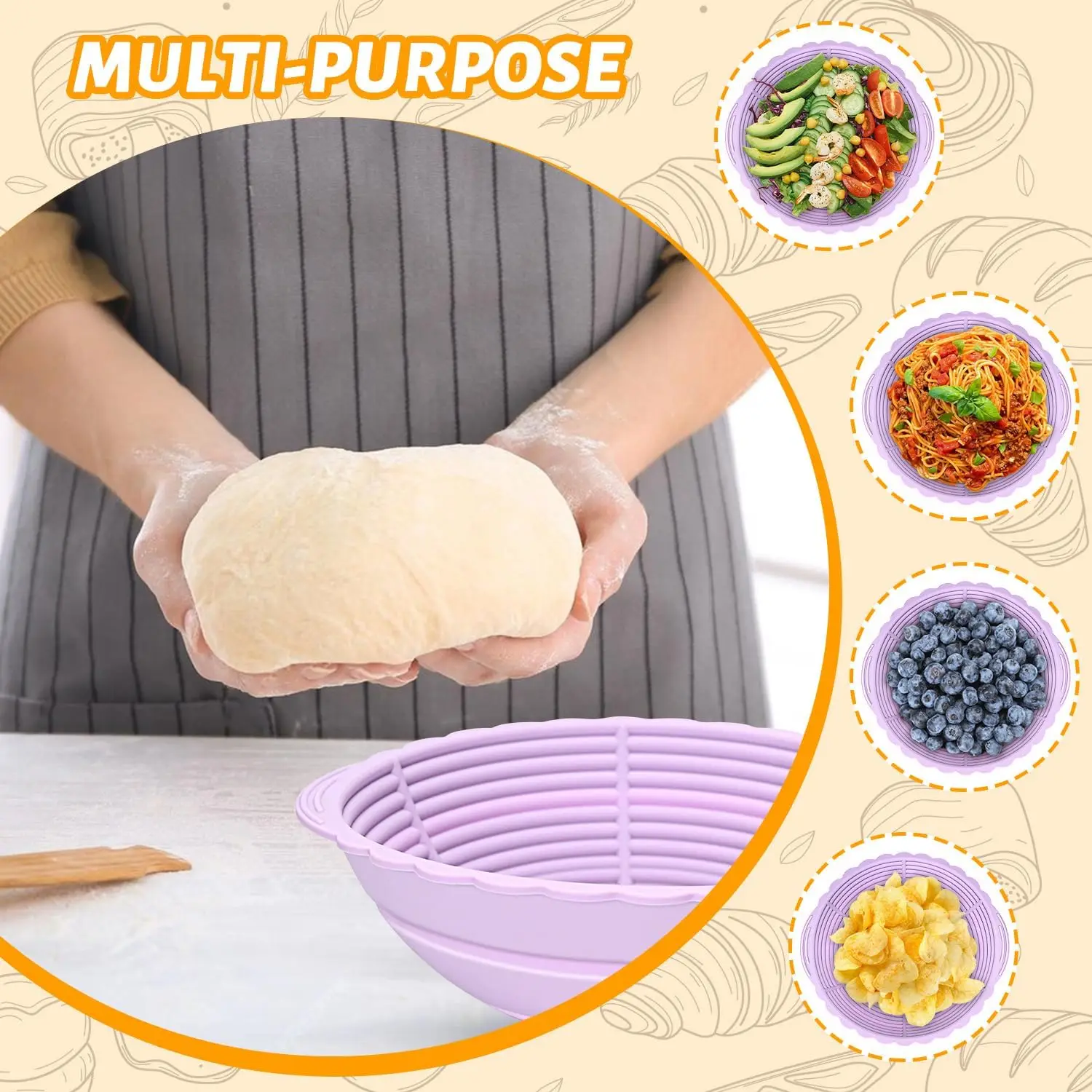 Wholesale Prices Silicone Baguette Fermentation Basket Bread Dough Proofing Basket