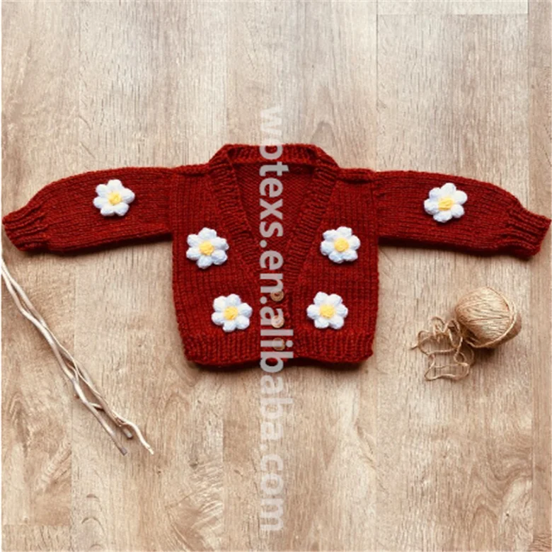 DC033 High quality custom Doll Clothes Hand flower  knitted Purple color Sweater  fit 12 - 13 inch dolls