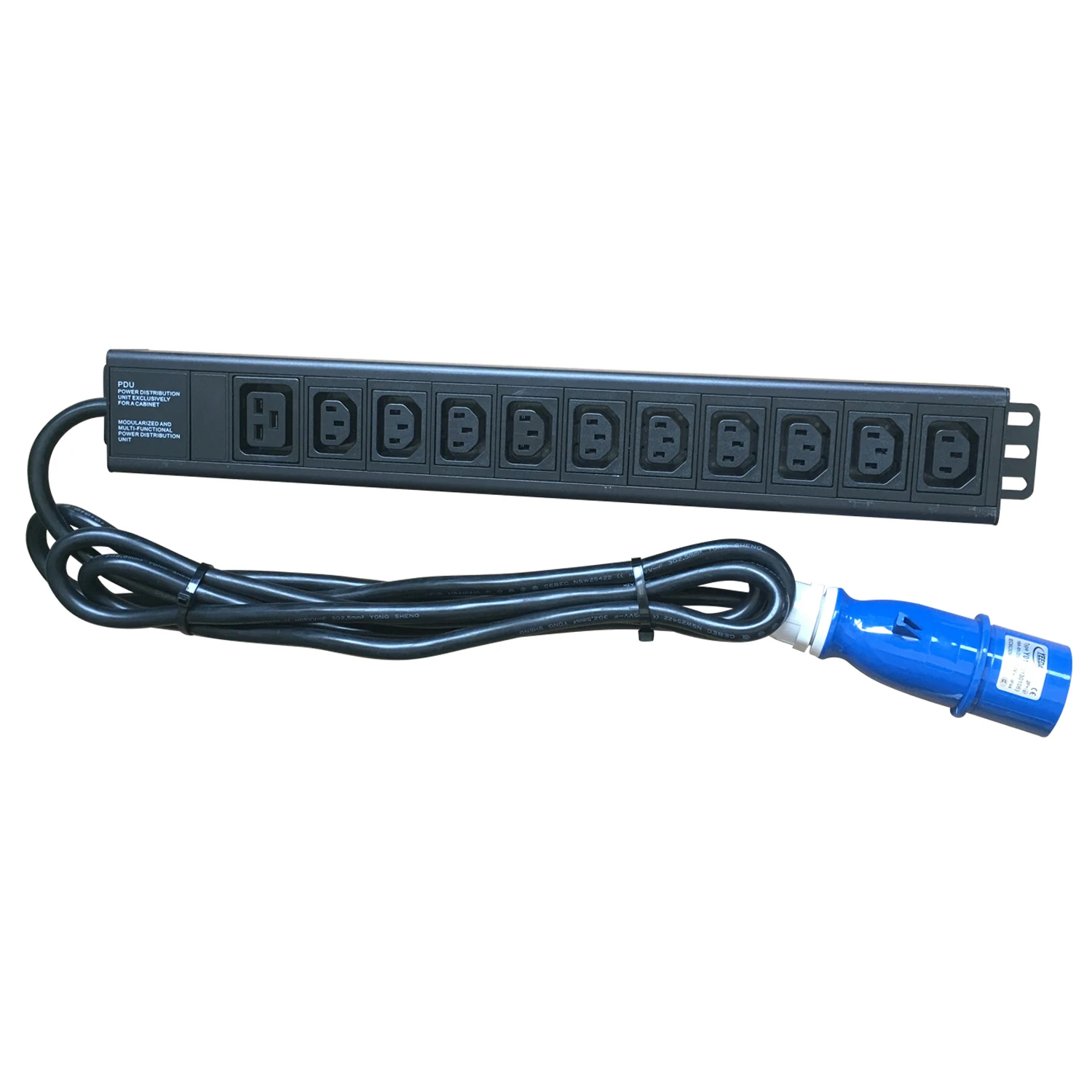 OEM 1U Universal  PDU 220V Rack Power Distribution Unit IEC C13 C19 32A PDU Industrial Plug
