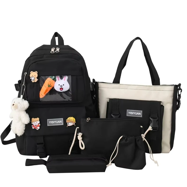 2025 New design fashion 5 pcs set girls bags school backpacks set for teens