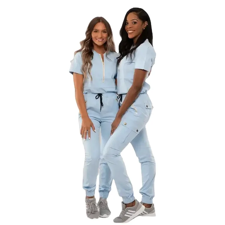 2024 Custom Medical Nursing Scrub Sets Stylish Design Fashionable Stretch Nurse Top Private Label OEM Hospitals Dropshipping