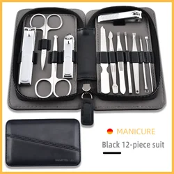 custom logo high quality nail scissors 12pcs nail clipper nail file stainless steel beauty personal care manicure set