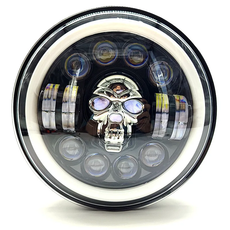 7-inch skull colorful headlight Harley motorcycle ghost headlight Wrangler light super powerful super bright headlight
