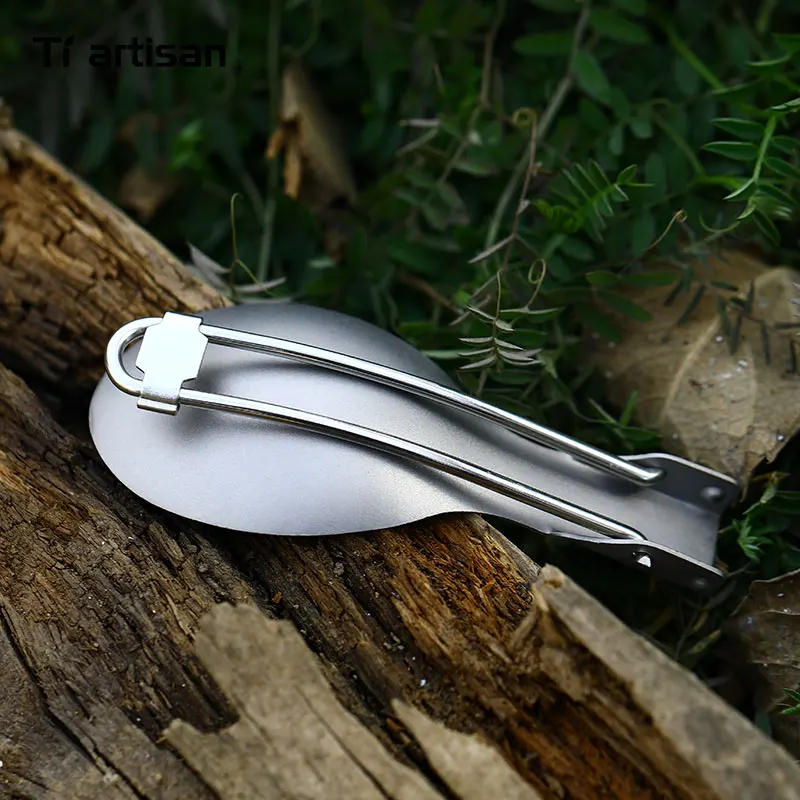 Titanium Folding Spoon Spork Outdoor Cookware Titanium Flatware Lightweight Handle Picnic Camping Travel Tableware