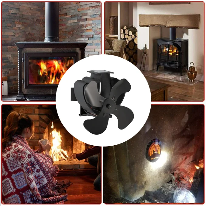 Good Quality 4 Blades Magnet Chimney Flue Pipe Heat Powered Stove Fan for Wood/Log Burner/Fireplace