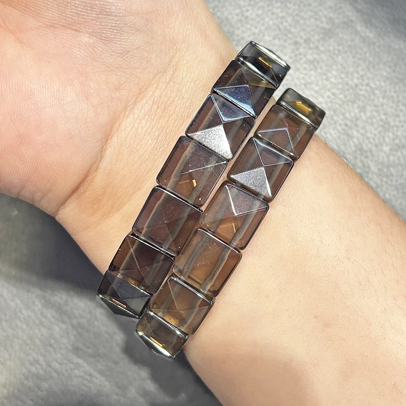 New Fashion Natural Square Smoky Crystal Bracelets Natural Crystal Jewelry Unisex style