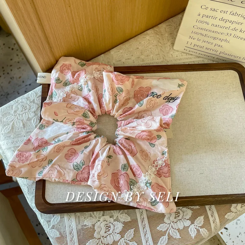 Small Flowers Cuntry Style  Soft Hair Ties square Scrunchies Hair Ties for Girls and Woman
